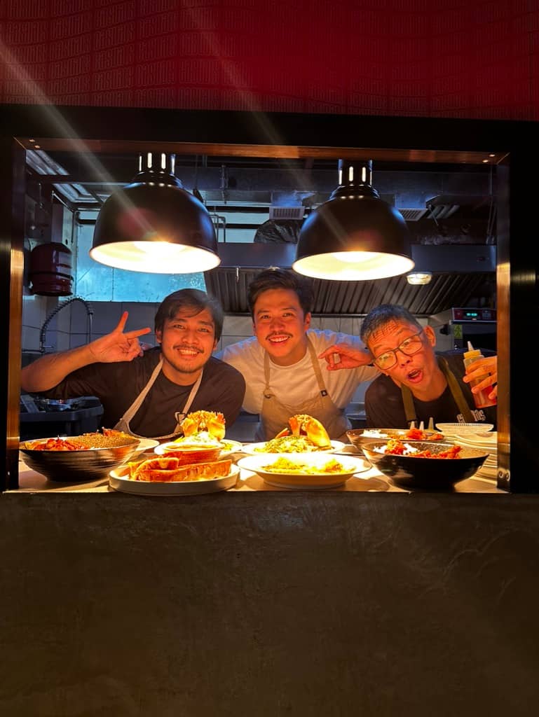Chef Rowen (middle) with restaurant staff.