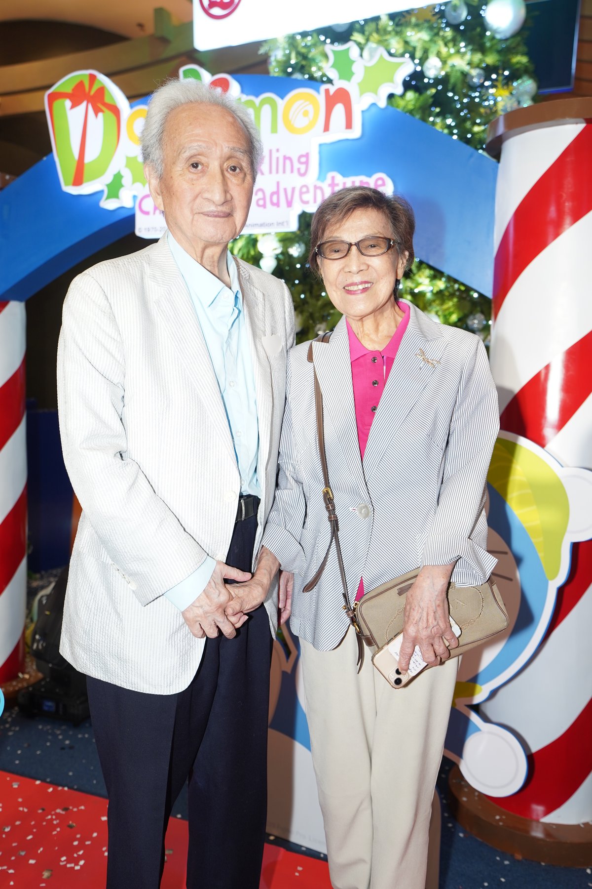 Hiroshi Kondo and Horan Kondo, directors and owners of Animation International Ltd., Doraemon’s main licensing agency, who flew in from Hong Kong for the ceremonial lighting.