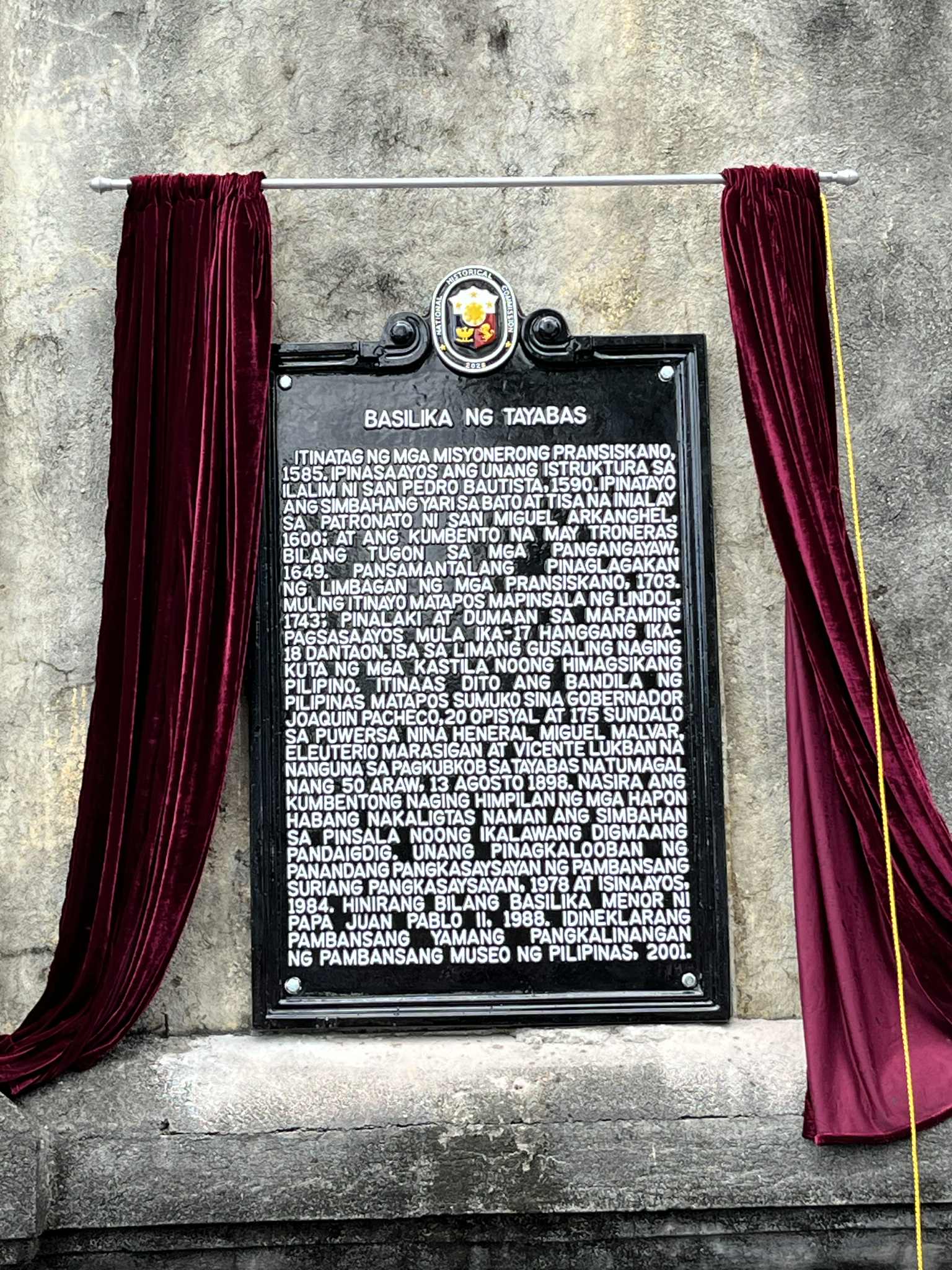 The new NHCP marker detailing the Tayabas Basilica’s rich history is formally presented to the public.