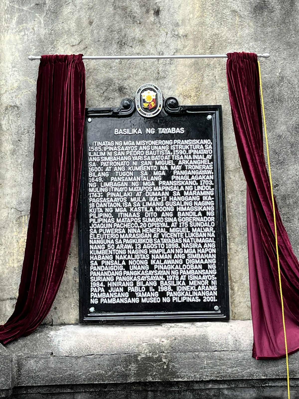 The new NHCP marker detailing the Tayabas Basilica’s rich history is formally presented to the public.