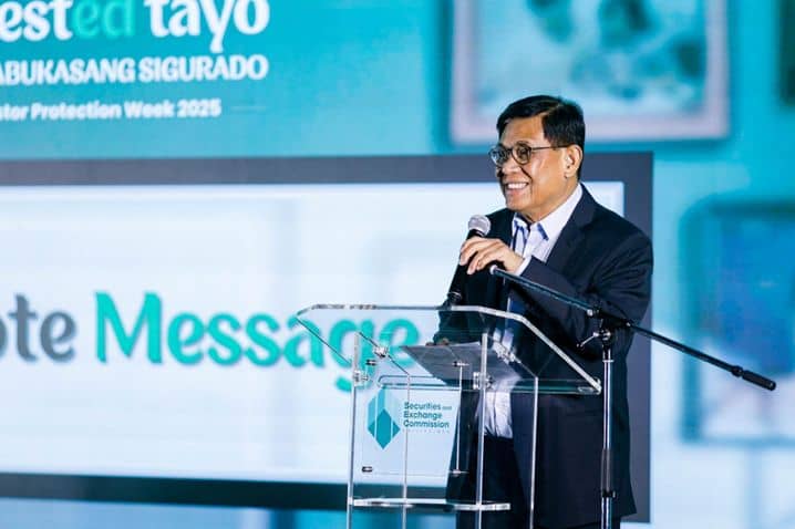 SEC Chairperson Francis Lim talks about every Filipino’s financial knowledge and the power it may bring, during his keynote message at the Investor Protection Week 2025, with the theme “InvestED Tayo sa Kinabukasang Sigurado.”