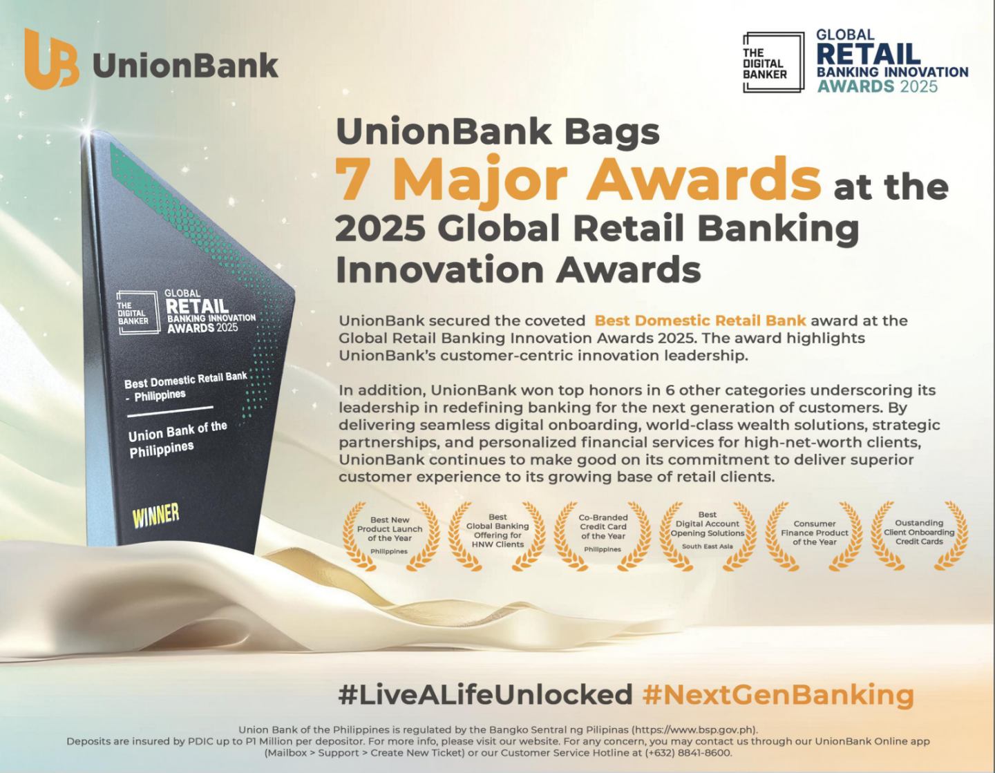 UB wins honors at Global Retail Banking Innovation Awards