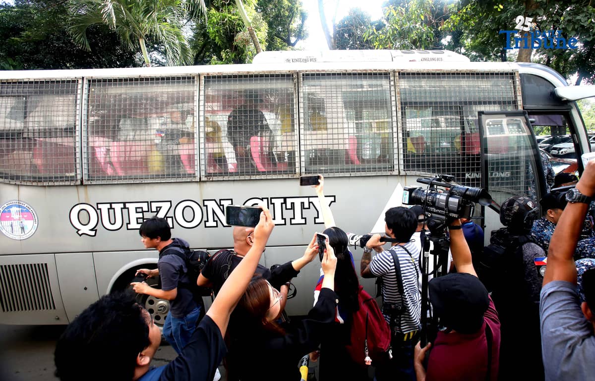 Personnel from the Bureau of Jail Management and Penology (BJMP) escorted the eight DPWH officials linked to the Oriental Mindoro flood control anomaly during their arraignment before the Sandiganbayan Fifth Division in Quezon City, where they entered a plea of not guilty to graft charges.