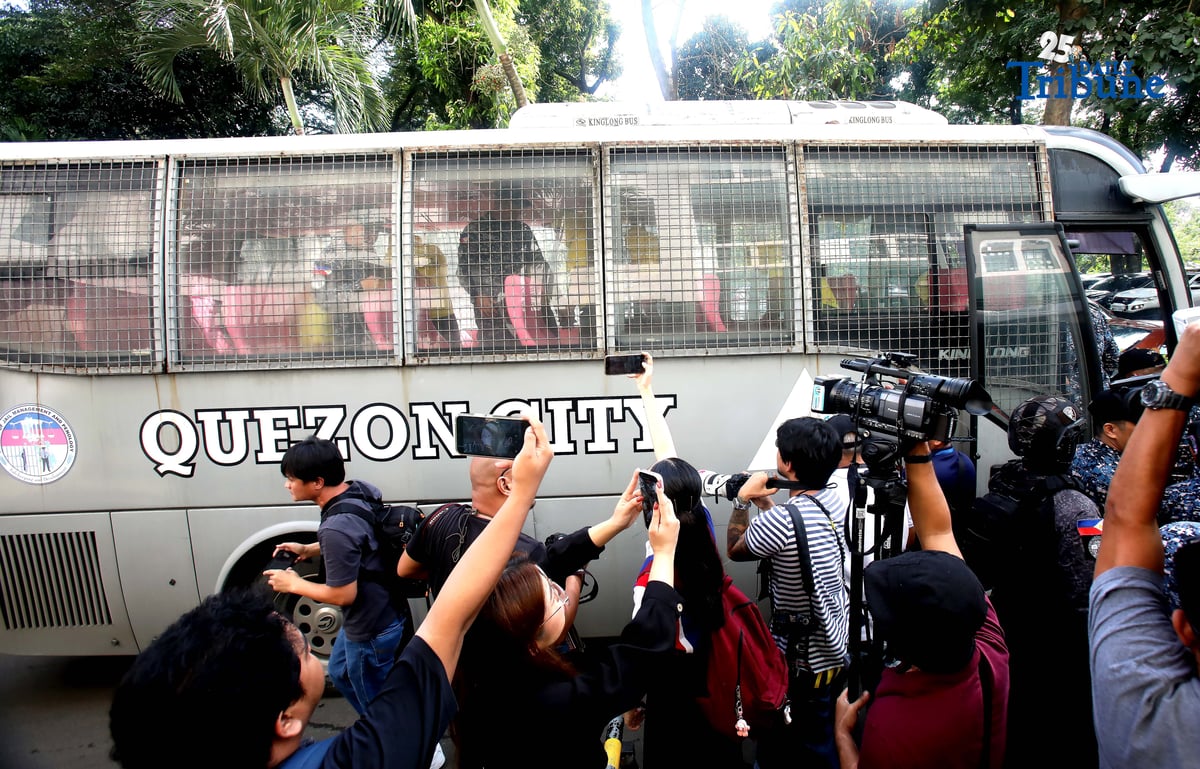 Personnel from the Bureau of Jail Management and Penology (BJMP) escorted the eight DPWH officials linked to the Oriental Mindoro flood control anomaly during their arraignment before the Sandiganbayan Fifth Division in Quezon City, where they entered a plea of not guilty to graft charges.
