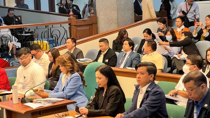 Senator Imee Marcos defends the budget of the Department of Trade and Industry and its attached agencies on Wednesday.