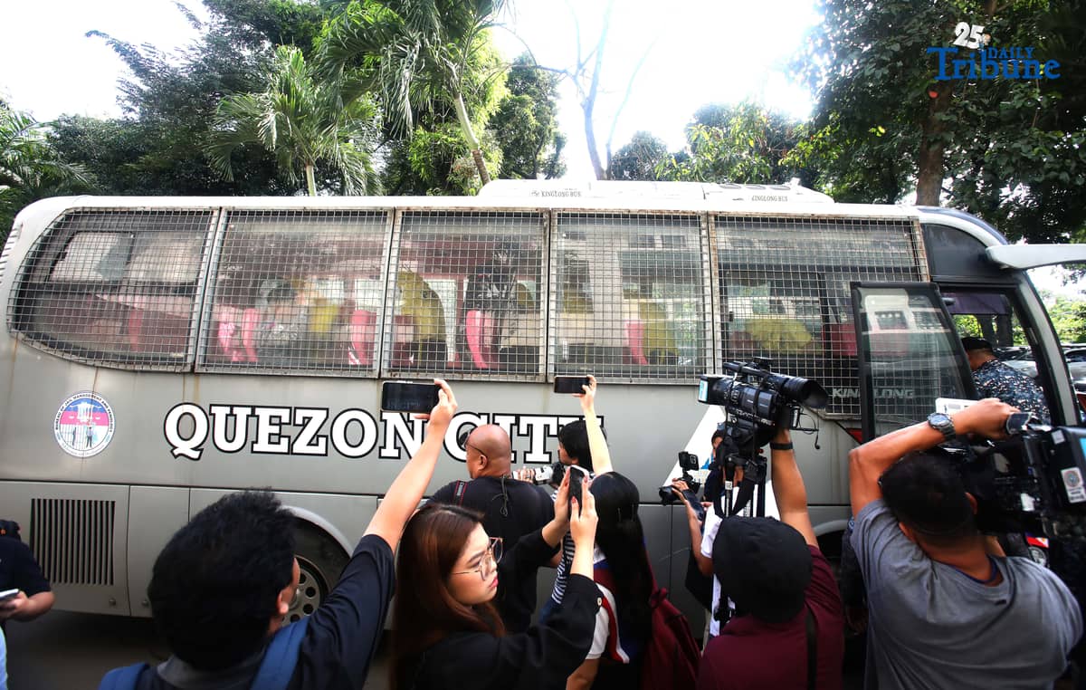 Personnel from the Bureau of Jail Management and Penology (BJMP) escorted the eight DPWH officials linked to the Oriental Mindoro flood control anomaly during their arraignment before the Sandiganbayan Fifth Division in Quezon City, where they entered a plea of not guilty to graft charges.
