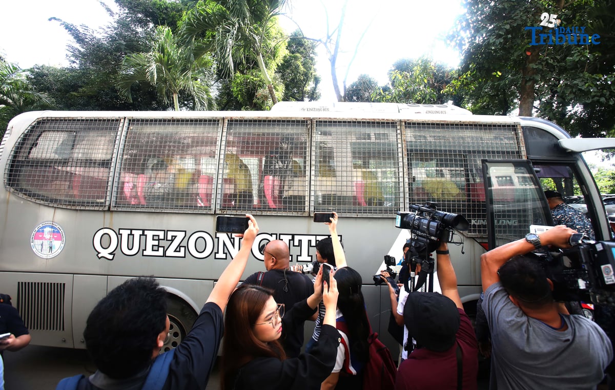 Personnel from the Bureau of Jail Management and Penology (BJMP) escorted the eight DPWH officials linked to the Oriental Mindoro flood control anomaly during their arraignment before the Sandiganbayan Fifth Division in Quezon City, where they entered a plea of not guilty to graft charges.