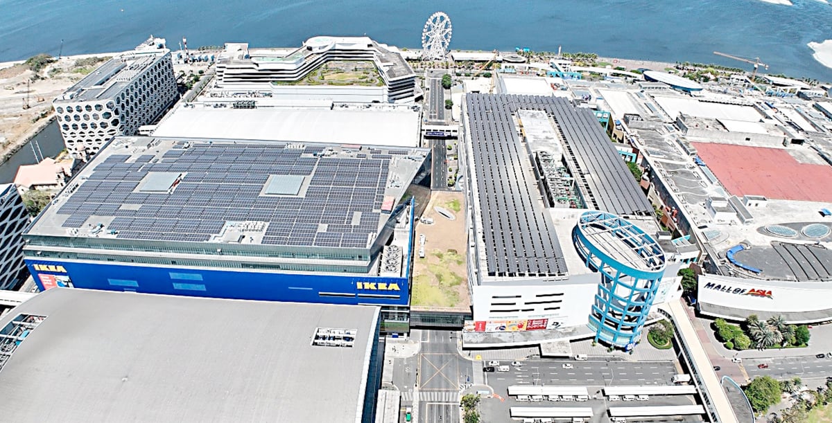 The 2 MWp rooftop solar photovoltaic system installed at MOA Square — developed with TotalEnergies — generates approximately 3,000 MWh of clean energy annually, reducing an estimated 1,430 tons of CO₂ emissions each year.