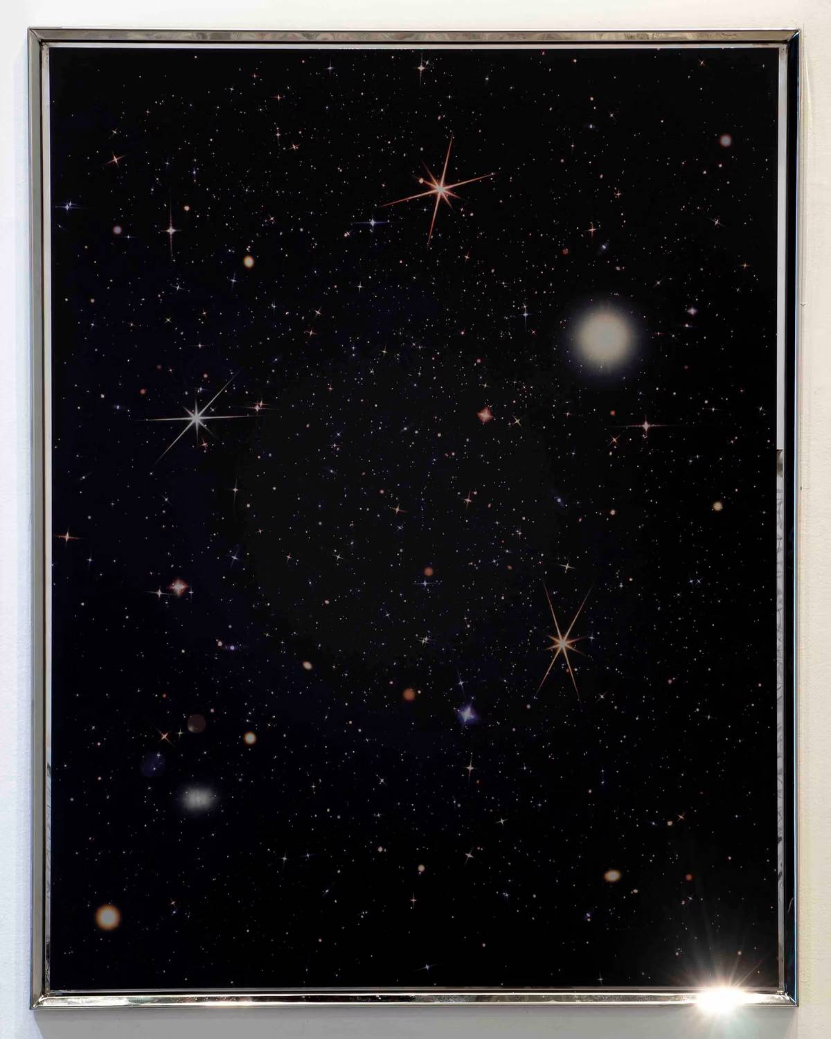 "Astral Prison 3," 2022 print on aluminium, composite panel, mirror-finish, stainless steel, by Miguel Uy.