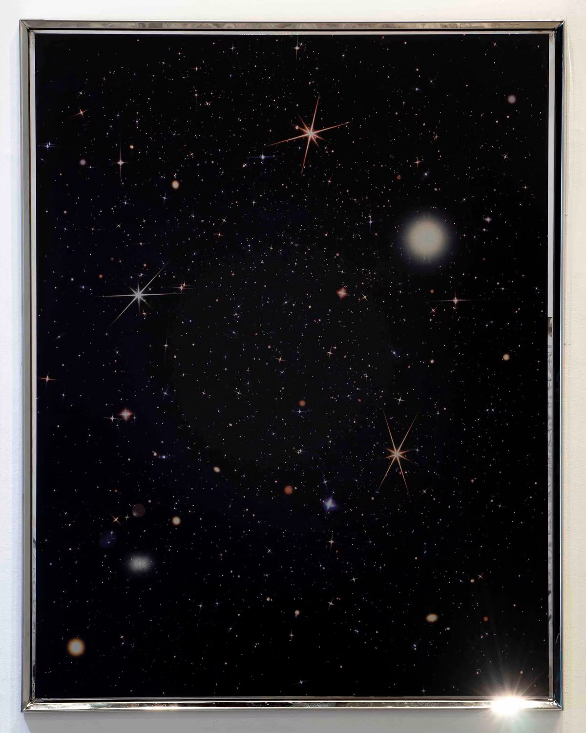 "Astral Prison 3," 2022 print on aluminium, composite panel, mirror-finish, stainless steel, by Miguel Uy.