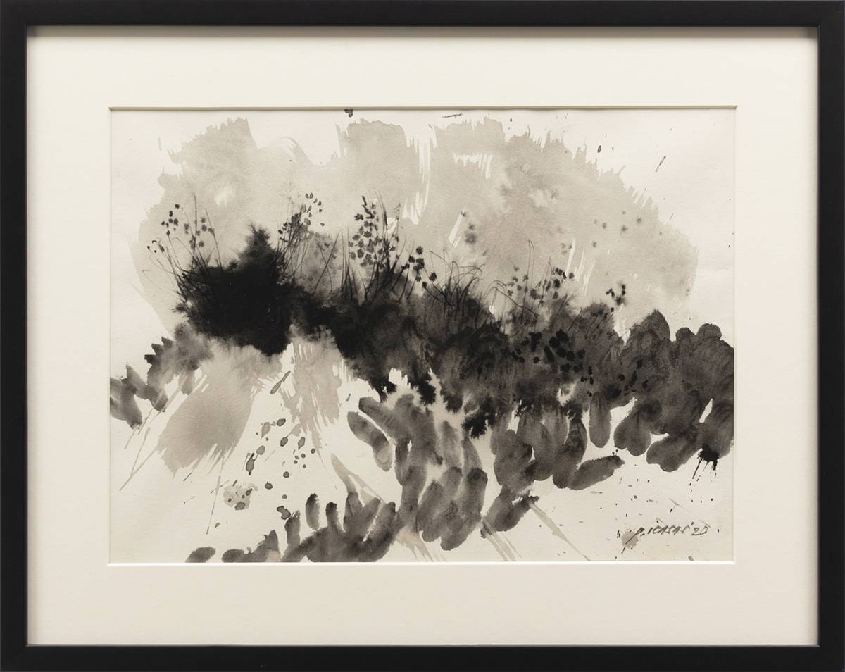 "Never Still, Never Silent," 2020 ink painting on 10.59 x 14.45 in paper, by Paolo Icasas.