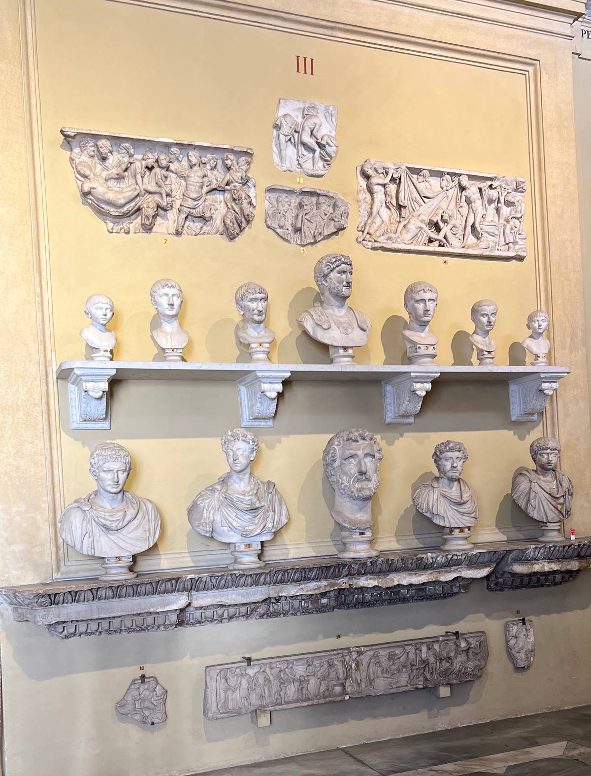 A collection of Roman busts at the Vatican Museums.