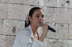 MISS Universe 2018 Catriona Gray speaking at the Trillion-Peso March.