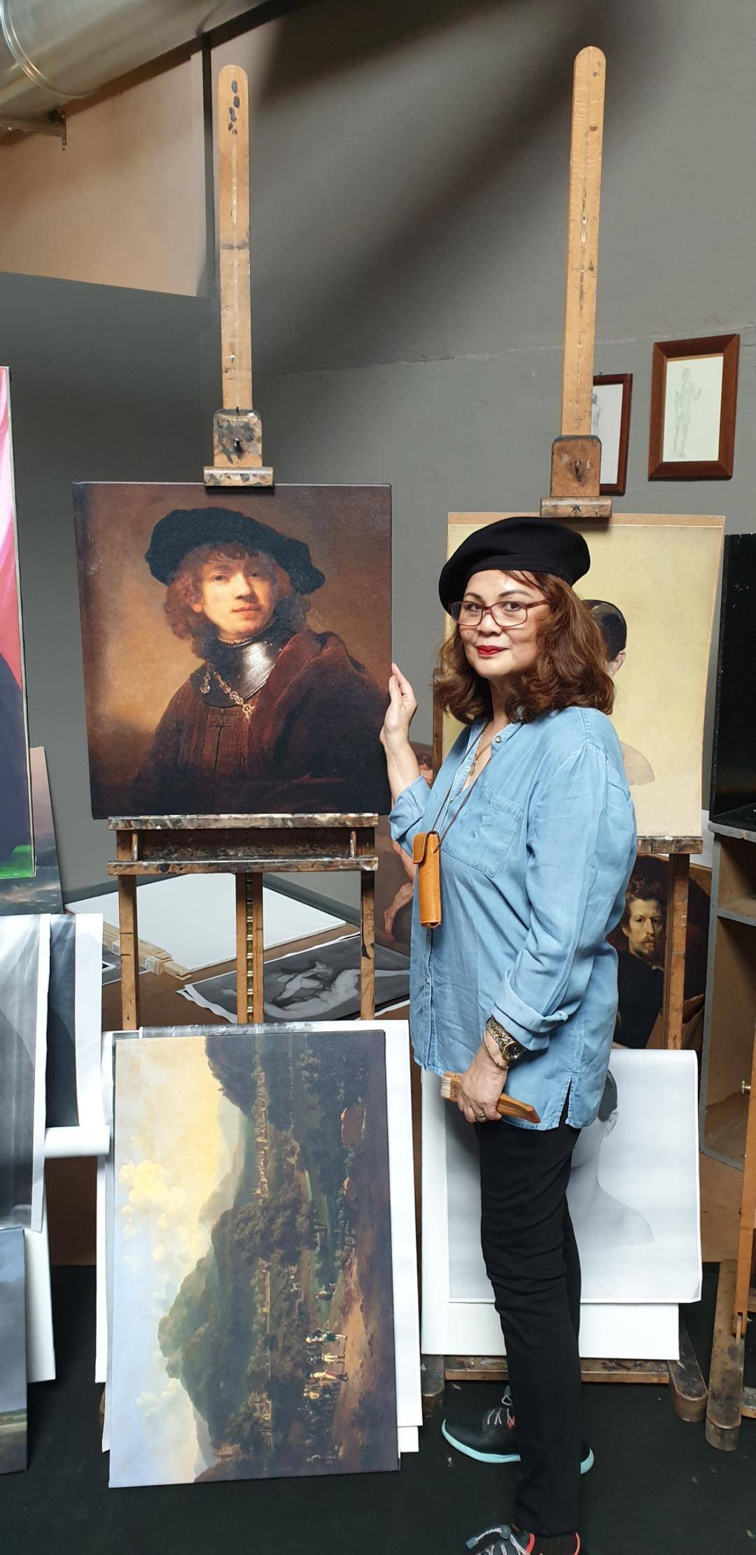THE artist with her creations.