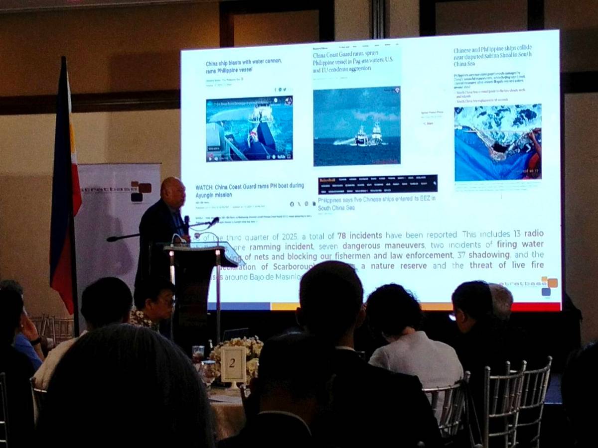 Professor Victor Andres "Dindo" Manhit, President of the Stratbase Institute, reports that a total of 78 incidents have been reported in the West Philippine Sea as of the third quarter of 2025.
