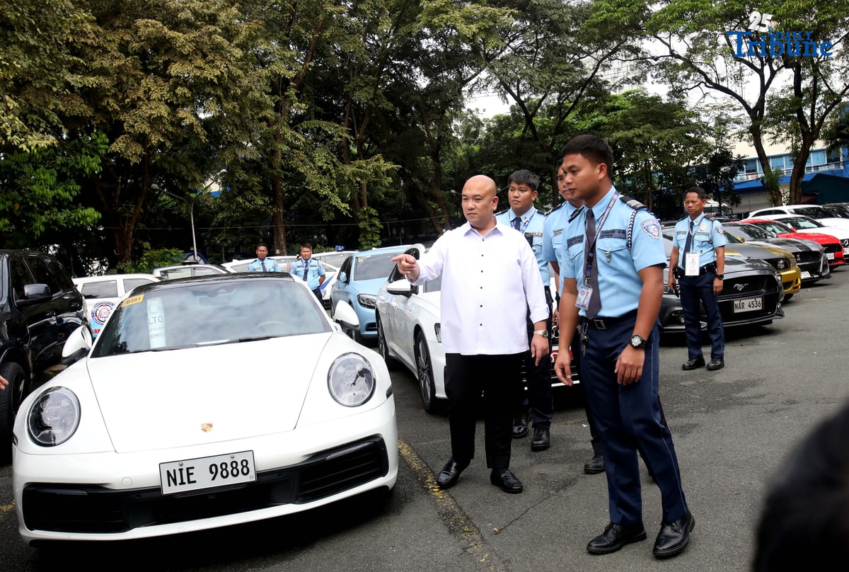 (December 01 2025) The Land Transportation Office Chief Assistant Secretary Marcus Lacanilao present to the media the more than 20  luxury cars impounded at LTO office in Quezon City on Monday December 1 2025, following the agency's operation in National Capital Region over the weekend.  LTO Chief Marcus Lacanilao highlighted that the majority of the violations involved unregistered cars and drivers lacking valid licenses. Photo/Analy Labor