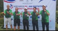 LUISITA players flash the No. 6 sign after recording their sixth title in the Fil-Championship division of the 75th Fil-Am Invitational in Baguio City on Wednesday. From left: Ronnie Littaua, Benjie Sumulong, Abe Rosal, Ferdie Barbosa and team captain Jeric Hechanova.