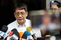 PASIG Rep. Roman Romulo speaks to the media after attending an executive session with the Independent Commission for Infrastructure (ICI) in Taguig City on Wednesday, 3 December 2025.
Romulo is one of the lawmakers mentioned by detained contractor Curlee Discaya, who accused him of allegedly receiving kickbacks from the flood control projects in Pasig.