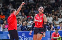 Petro Gazz rookie setter Jules Tolentino smiles during a win over Akari in the PVL Reinforced Conference semifinals.