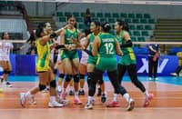The Dasma Monarchs celebrate a point against Negros in the semifinals of the 2025 Maharlika Pilipinas Volleyball Association, December 2, 2025 at the Alonte Sports Arena in Binan, Laguna.