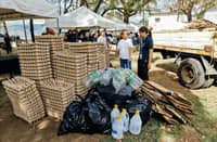Discarded cartons and PET bottles are neatly organized during 17th Recyclables Collection Event (RCE) Opening Ceremony at the Subic Bay Mini Golf Course on November 19, 2025.