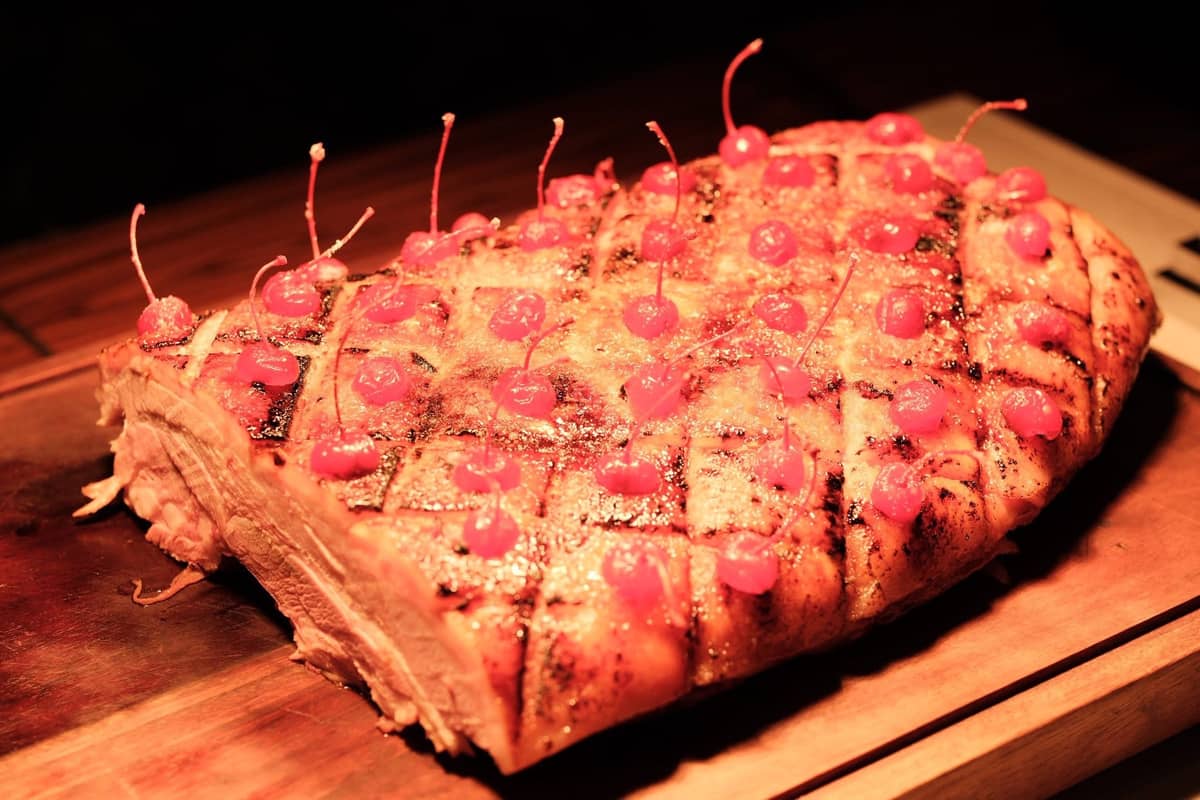 A CLASSIC Filipino Christmas favorite, the ham, a holiday ham topped with cherries.