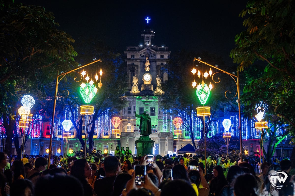 BENAVIDES statue surrounded by gems in Encantadia colors as they mark the start of Paskuhan.