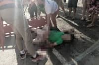 FATALLY STABBED — The body of broadcaster-councilor Gerry Campos is seen here lying on the ground after an early morning stabbing in Marihatag, Surigao del Sur, by a still-unidentified assailant. Police are still investigating the incident. Photo courtesy of Da Spotter via Gilbert Gorgonio.