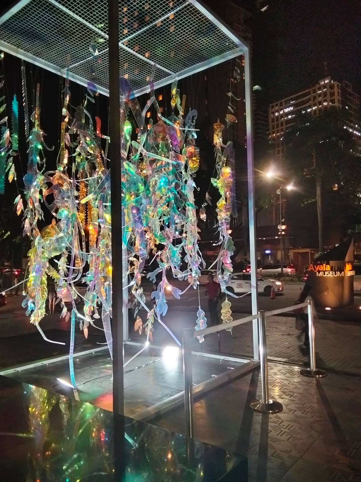 "Garden of Others, A Tree Grows," an outdoor art installation by Derek Tumala at the Ayala Museum's front plaza.