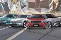 FRONTROW display shows the Geely models covered by the expanded deals and rewards.