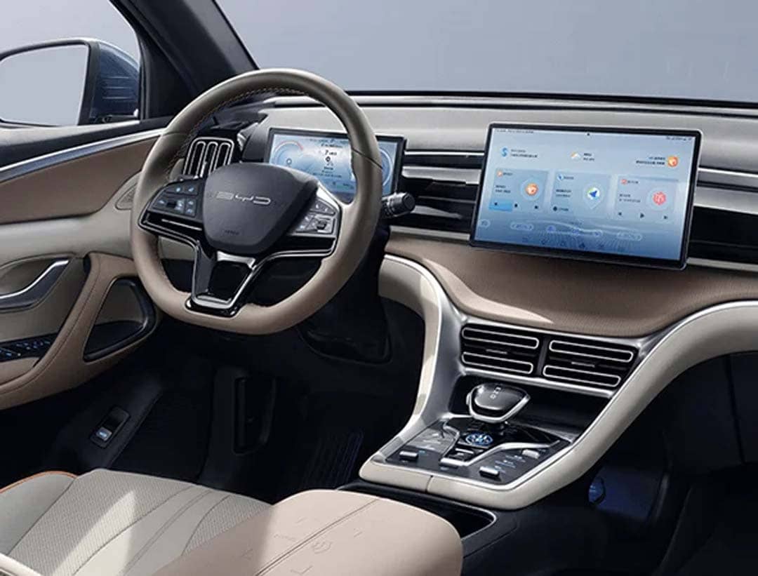 INSIDE the Sealion 5 DM-i cabin, the layout highlights comfort, quiet operation, and electric-first driving.