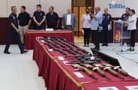 A total of 25 high-powered firearms and explosives were formally turned over to the Philippine National Police (PNP) on Tuesday at Camp Crame in Quezon City.
The turnover was led by acting PNP chief PLtGen. Melecio Nartatez and facilitated by Integrity Monitoring and Enforcement Group (IMEG) advisory chairman Jesus Martinez, a businessman from Davao City.