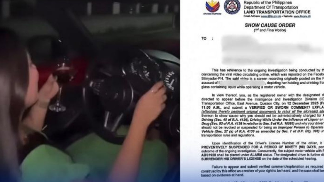 LTO suspends license of ‘drinking’ female driver
