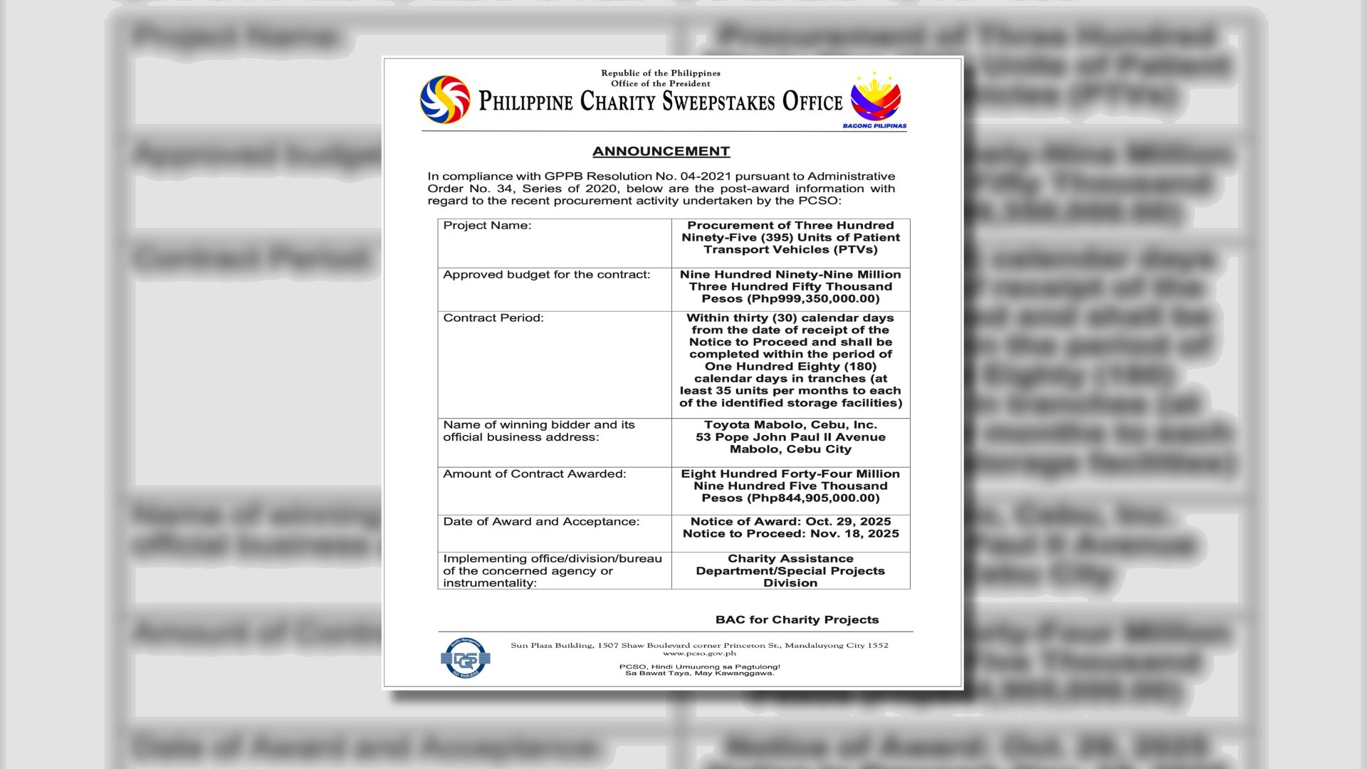 Philippine Charity Sweepstakes Office (PCSO)