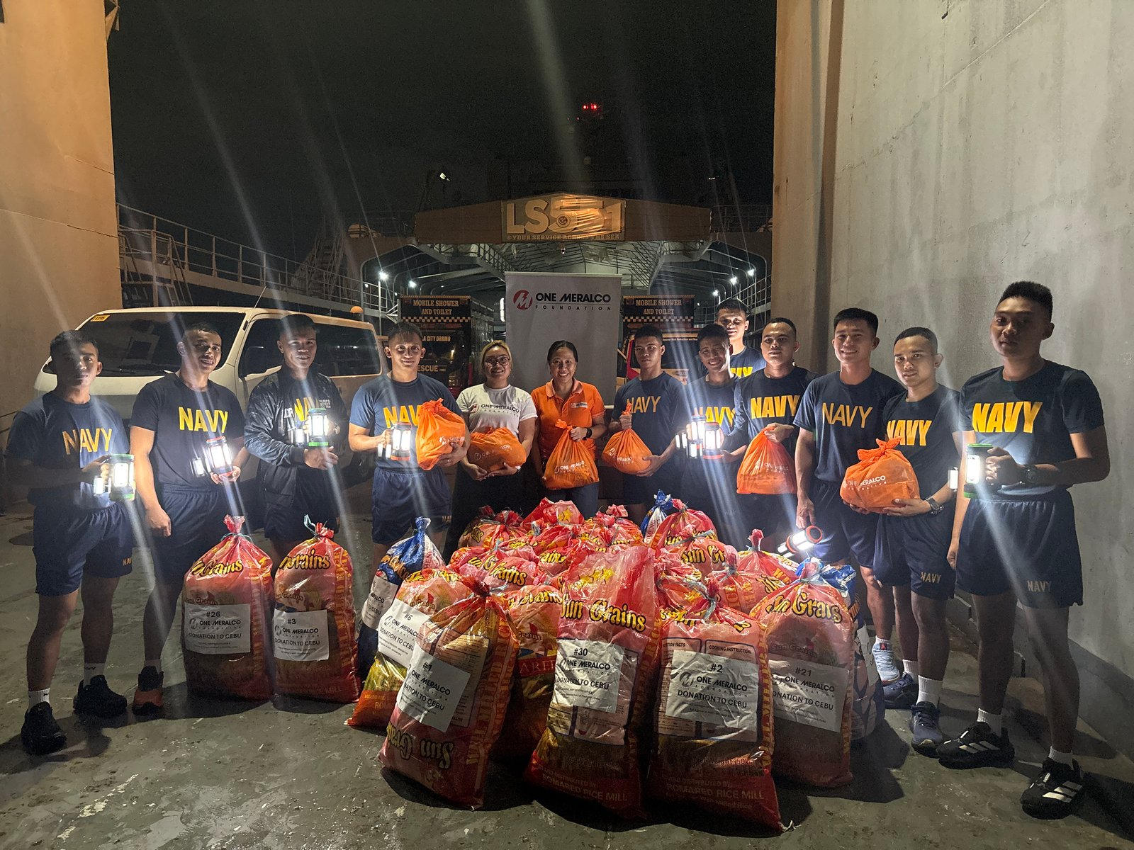 THE relief packs and solar lamps from OMF reached Cebu with the help of the Philippine Navy.
