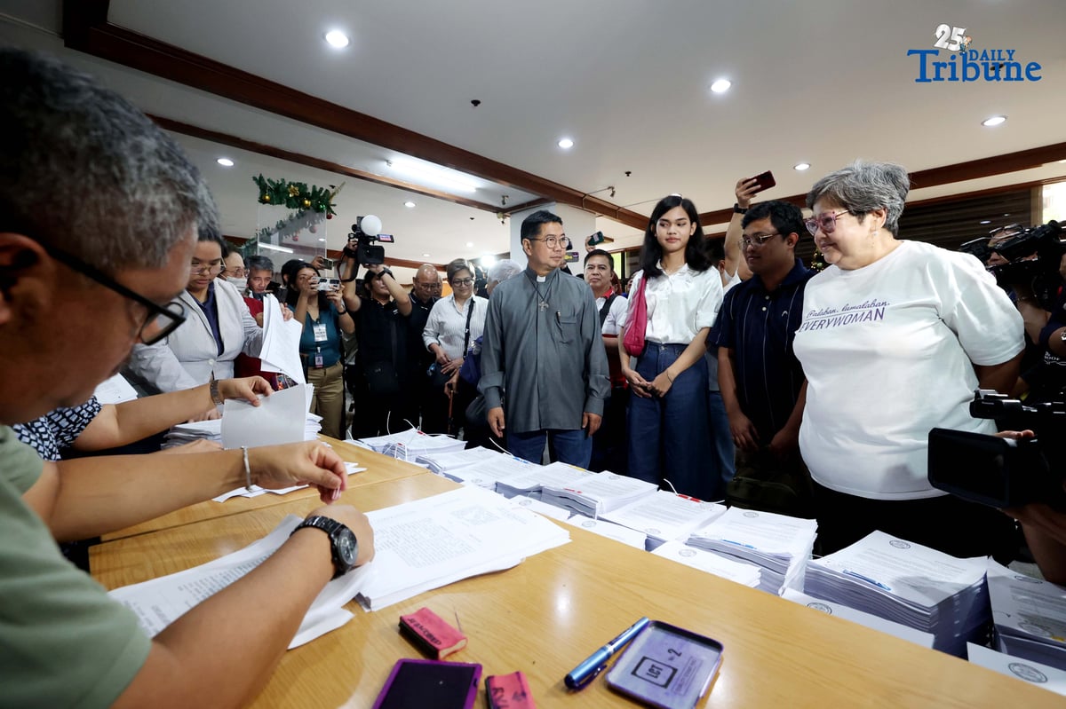 Religious groups file a complaint affidavit before the Office of the Ombudsman on Friday, December 12, 2025, against Vice President Sara Duterte and 15 officials from the Office of the Vice President and the Department of Education, alleging the diversion, misuse, and concealment of P612.5 million in confidential funds through coordinated schemes across both agencies.