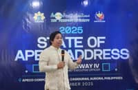APECO President Gil Taway during his State of APECO Address (SOAA).