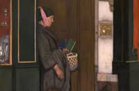 "Begging Tolerated," oil painting on canvas by Alfred Stevens.