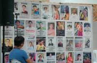 WALL of posters for the sabungeros reported missing from 2021 to 2022. The DOJ says careful evaluation is needed to avoid case dismissal.