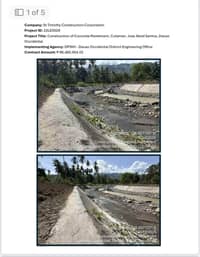 DOCUMENTS and photos show the flood control project in Culaman, Jose Abad Santos is nearly finished, despite previous graft allegations against DPWH officials and the contractor.