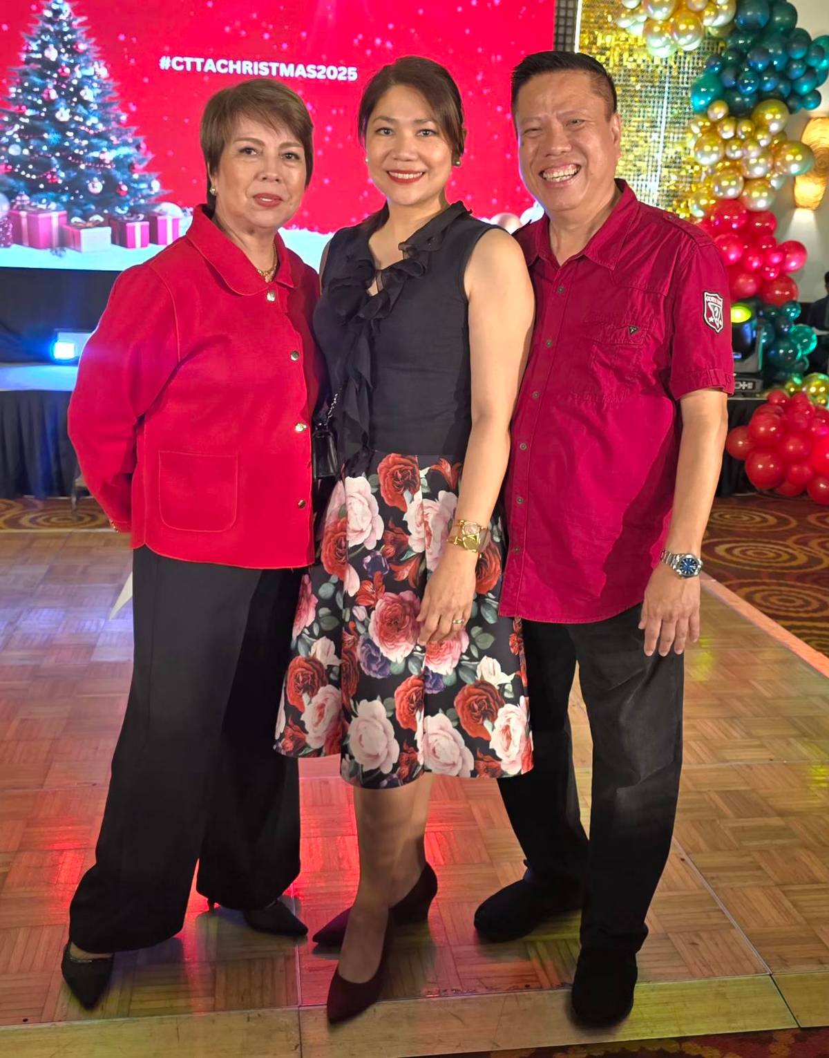 ALAN Carvajal with Sheila Colmenares and his wife Penny.
