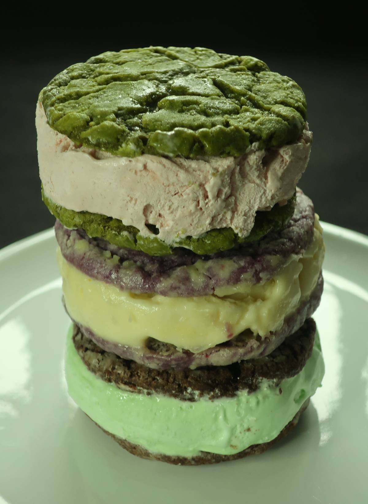 SEBASTIAN’S Chilly Burgers, from top-Matcha Strawberry Crinkle, Ube Macapuno Crinkle and Chocolate Peppermint Crinkle.