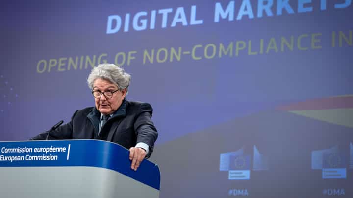 EUROPEAN Commissioner Thierry Breton speaks about the EU's Digital Markets Act in Brussels in 2024.
