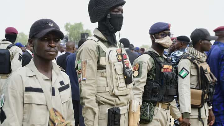 NIGERIAN security forces in the city of city of Maiduguri (file photo). The city has been rocked by an explosion in a mosque.