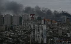 Russian barrage on Kyiv kills one