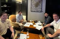 (From left to right) APECO Business Development and Marketing Division Manager Gene Angelo P. Ferrer, President and CEO Atty. Gil Taway IV, Deputy Administrator Angelo Gabriel D. Mantuano, and Anglicotech LLC CEO David Cooper in a high-level meeting at Conrad Manila, Pasay City on 19 December.