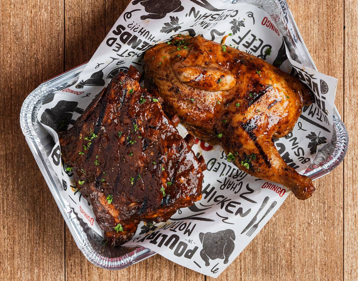 GRINGO’s Char-grilled Chicken and Ribs Party Tray.