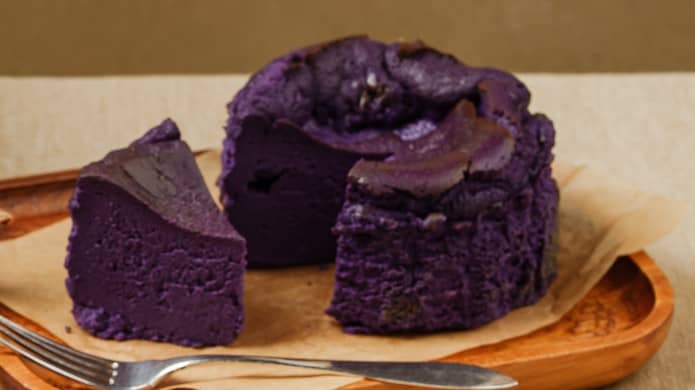 TATATITO’s Ube Burnt Basque Cheesecake.