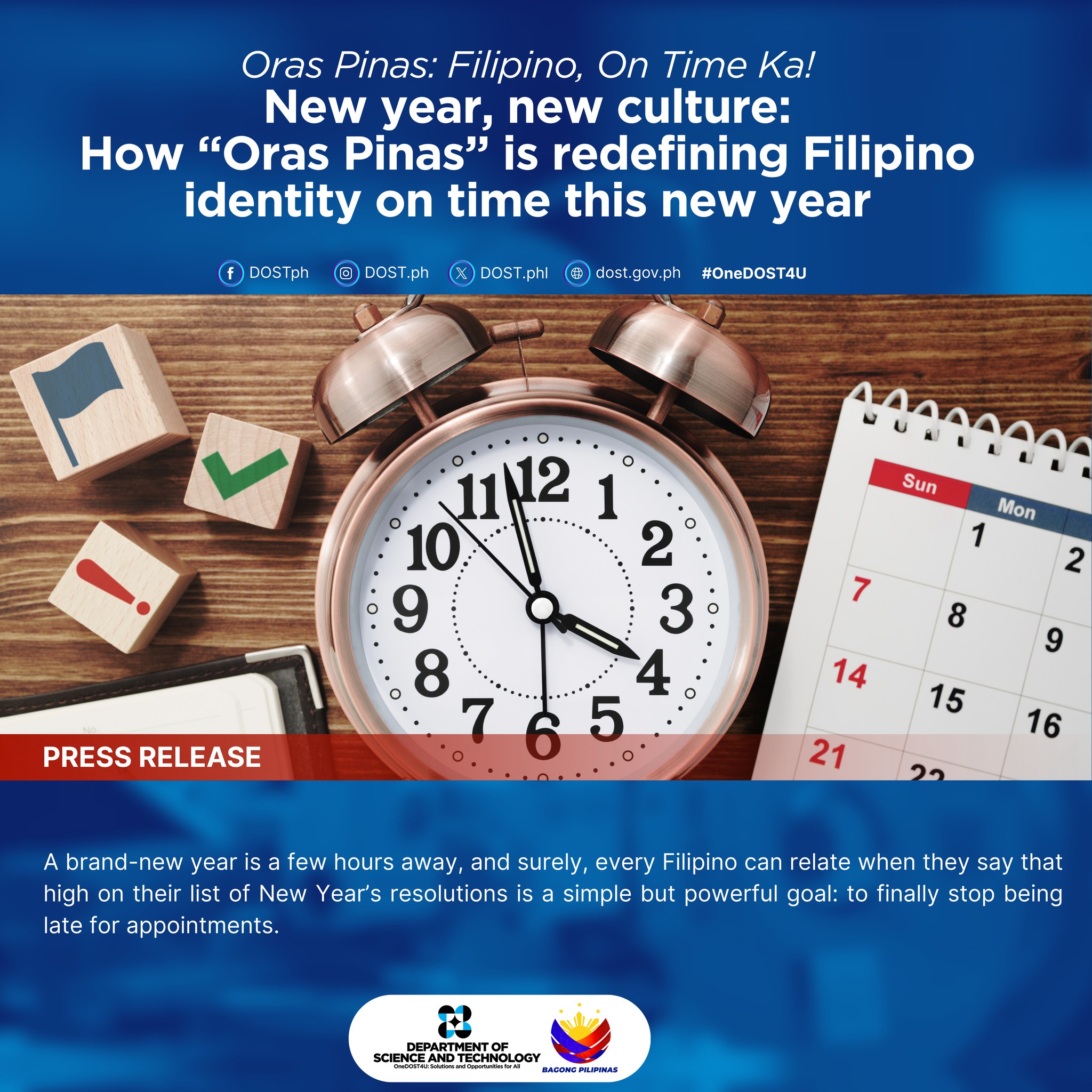 DoST urges Filipinos to join Oras Pinas campaign for time consciousness