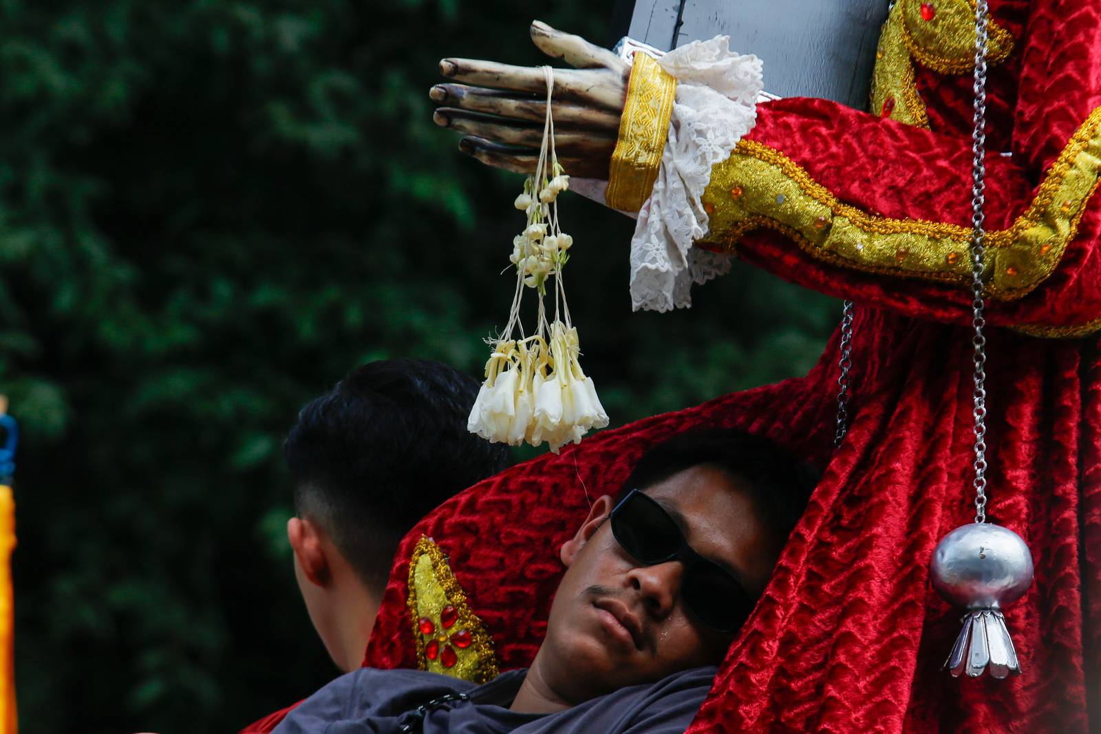 Catholic devotees start lining up with their replica of Jesus Nazareno along designated streets in Quiapo, Manila, on the morning of 03 January 2025. The blessing of the replica, which will take place in the afternoon, is expected to draw thousands of devotees.